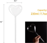 Self-watering plant watering balls, hand-blown glass plant watering balls, watering balls for indoor and outdoor plants, 2 hearts - Side View
