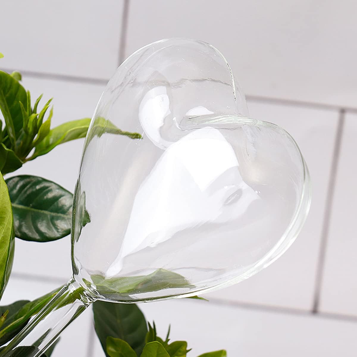 Self-watering plant watering balls, hand-blown glass plant watering balls, watering balls for indoor and outdoor plants, 2 hearts