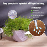 Glass Self-Watering Plant Balls, 2-Pack, Pearlescent, Clear Iridescent, Plant Watering Device, Diamond Pattern, Self-Watering Balls, Planter Insert, Decorative Holiday Watering Spikes - Side View
