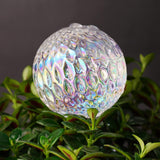 Glass Self-Watering Plant Balls, 2-Pack, Pearlescent, Clear Iridescent, Plant Watering Device, Diamond Pattern, Self-Watering Balls, Planter Insert, Decorative Holiday Watering Spikes - Top-Down View