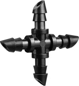 1/4" Drip Irrigation Universal Fittings, 45 Pieces Barbed 4-Way Cross Irrigation Fittings for 1/4 Inch Drip Hose, 4-Way Tee Fittings for Drip Hoses and T-Fittings for Sprinklers, Garden and Lawn