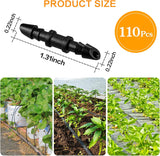 Drip Irrigation Couplings - Pack of 110 Couplings for 1/4" Hoses, Barb Connectors for Drip or Sprinkler Systems