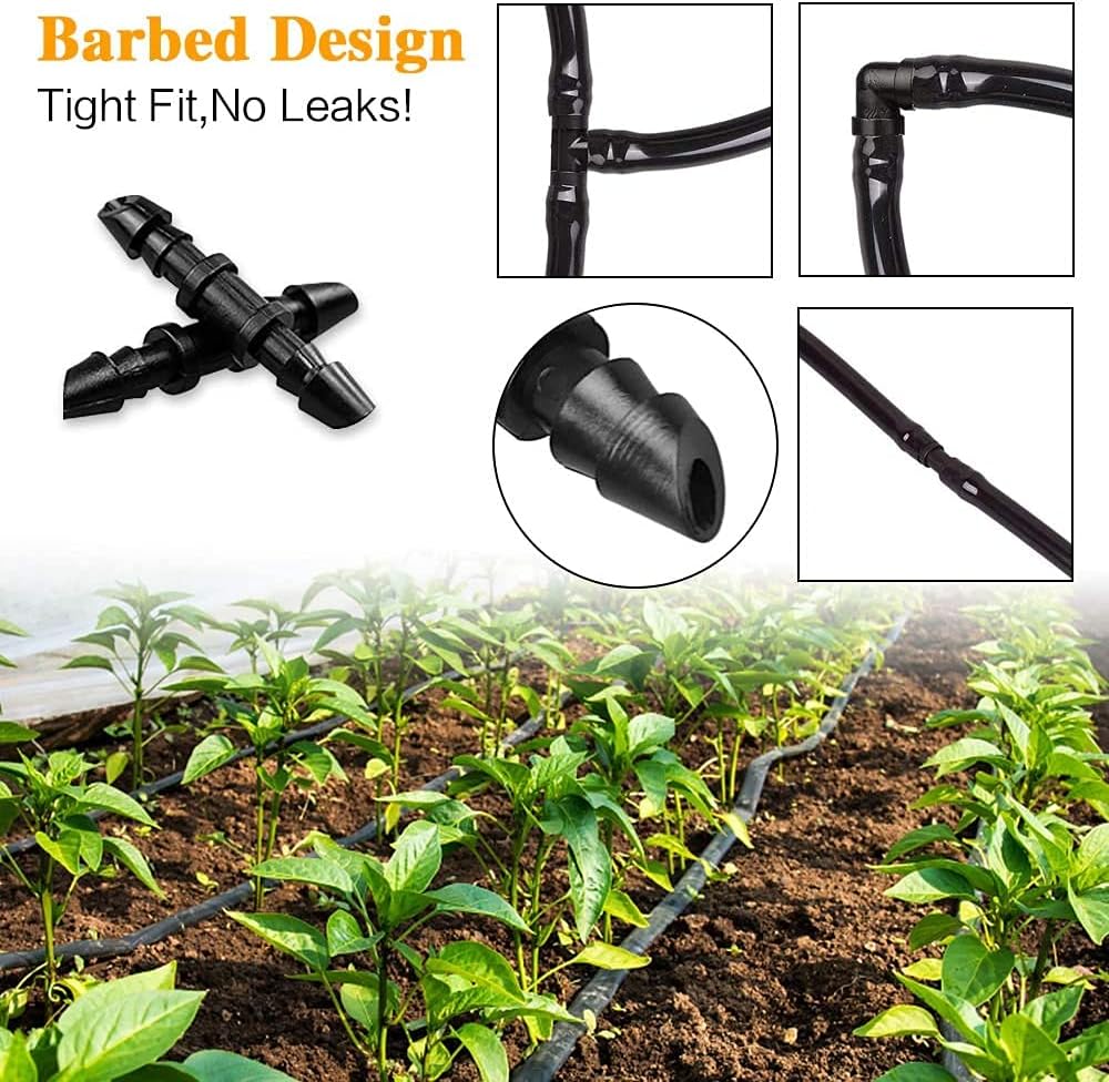 Drip Irrigation Couplings - Pack of 110 Couplings for 1/4" Hoses, Barb Connectors for Drip or Sprinkler Systems