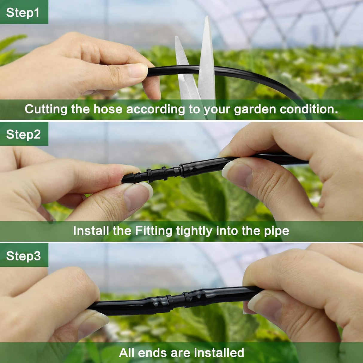 Drip Irrigation Couplings - Pack of 110 Couplings for 1/4" Hoses, Barb Connectors for Drip or Sprinkler Systems