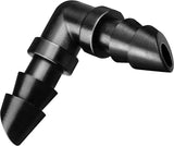 50 pieces drip irrigation 1/4' barb elbow fittings, barb connectors fit universal 1/4 inch hoses, irrigation elbow for sprinkler system - Top-Down View