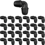Drip Irrigation Fittings 1/4 Inch, Pack of 25 Barb Locking Elbows for 1/4 Inch Hoses, Drip Line Parts, Irrigation Connectors with Locking Nut for Drip Sprinklers, Garden and Lawn Watering Systems, Black