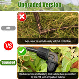 Drip Irrigation Fittings 1/4 Inch, Pack of 25 Barb Locking Elbows for 1/4 Inch Hoses, Drip Line Parts, Irrigation Connectors with Locking Nut for Drip Sprinklers, Garden and Lawn Watering Systems, Black - Top-Down View
