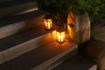 Waterproof outdoor solar lamp with candle flame effect, energy saving, warm white LED for patio, garden, lawn, terrace, tent, tree and garden - 2-pack