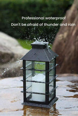 Waterproof outdoor solar lamp with candle flame effect, energy saving, warm white LED for patio, garden, lawn, terrace, tent, tree and garden - 2-pack - Side View