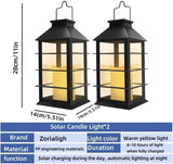 Waterproof outdoor solar lamp with candle flame effect, energy saving, warm white LED for patio, garden, lawn, terrace, tent, tree and garden - 2-pack - 45-Degree Angle