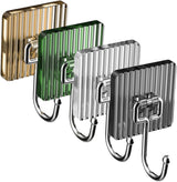 4 Pack Self-Adhesive Metal Wall Hooks, No-Drill Towel, Coat and Bag Hooks for Kitchen, Bathroom and Bedroom, Assorted Colours