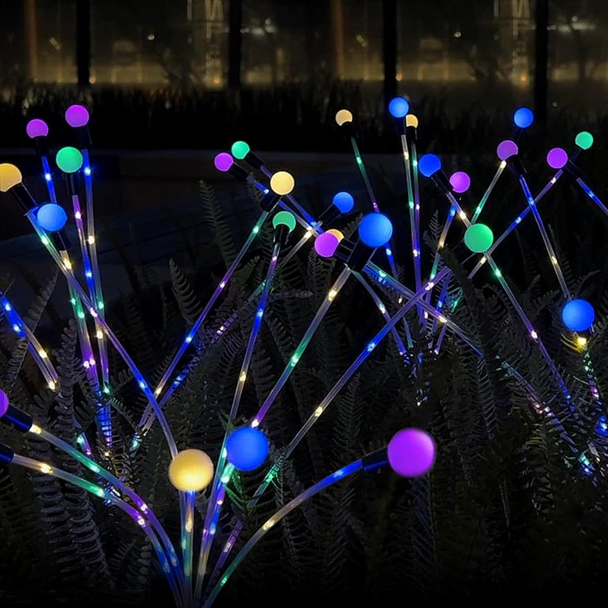 Solar garden lights, Christmas decoration, solar-powered fairy-tale outdoor lights, waterproof, 1-pack, 8 LEDs that move in the wind, dancing fireflies as light for garden decoration, yard, patio, path decoration