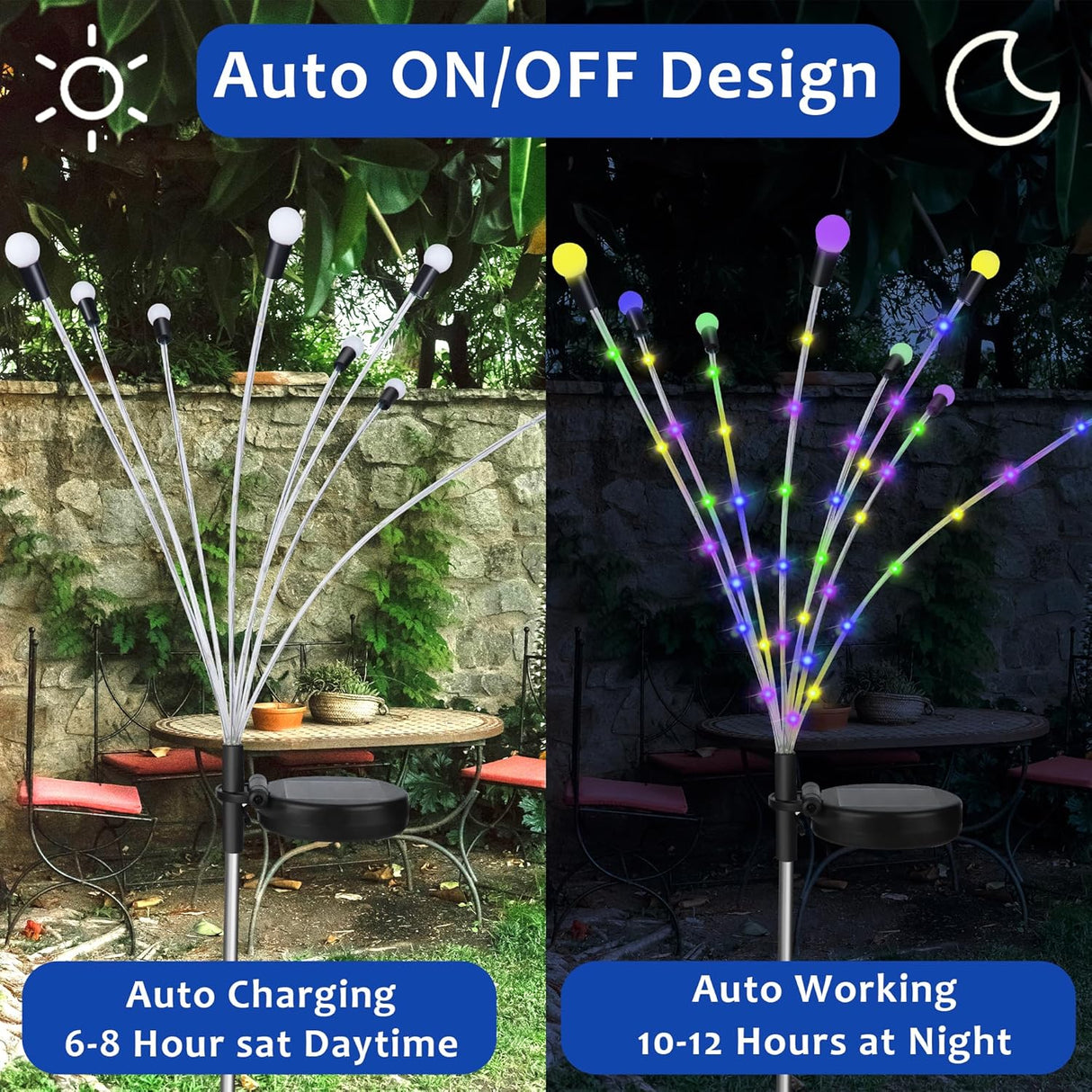 Solar garden lights, Christmas decoration, solar-powered fairy-tale outdoor lights, waterproof, 1-pack, 8 LEDs that move in the wind, dancing fireflies as light for garden decoration, yard, patio, path decoration