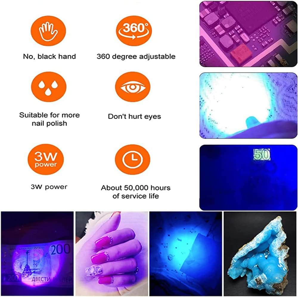 Mini UV Lamp for Gel Nails, LED Curing Lamp with Flexible Gooseneck and Clamp, 3W Portable Small Manicure UV Lamp, Nail Dryer for Curing Resin Nail Art.