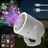 Christmas Projector Lights - LED Snowflake Projector Light with USB Power for Living Room, New Year, Party, Christmas Decoration, Indoor and Outdoor (White)