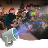 Christmas Projector Lights - LED Snowflake Projector Light with USB Power for Living Room, New Year, Party, Christmas Decoration, Indoor and Outdoor (White) - Top-Down View