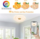 LED recessed ceiling light, 48W dimmable flower shape ceiling lamp, 14.8 inch 3 CCT, close to the ceiling, suitable for bedroom, hallway, living room, - Front View