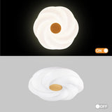 LED recessed ceiling light, 48W dimmable flower shape ceiling lamp, 14.8 inch 3 CCT, close to the ceiling, suitable for bedroom, hallway, living room, - Side View
