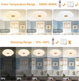 LED recessed ceiling light, 48W dimmable flower shape ceiling lamp, 14.8 inch 3 CCT, close to the ceiling, suitable for bedroom, hallway, living room, - 45-Degree Angle