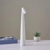 Portable LED Table Lamp with Touch Sensor, Metal Desk Lamp with 3 Brightness Levels, Rechargeable Night Light with 3 Colors Touch Control for Bedside and Dining Room (White) - Front View