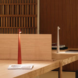 Portable LED Table Lamp with Touch Sensor, Metal Desk Lamp with 3 Brightness Levels, Rechargeable Night Light with 3 Colors Touch Control for Bedside and Dining Room (White) - Side View