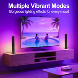 RGB light strip, smart LED light strip suitable for room size, three control modes, dynamic music synchronization mode, USB interface - Side View