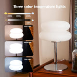 White mushroom lamp, mid-century modern bedside lamp, dimmable retro egg tart bedside lamps, atmospheric home lighting, cute bedroom and living room lamps (no glass) - Front View