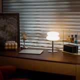White mushroom lamp, mid-century modern bedside lamp, dimmable retro egg tart bedside lamps, atmospheric home lighting, cute bedroom and living room lamps (no glass) - 45-Degree Angle