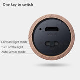 Night light with motion sensor, indoor lamp with LED, magnetic and portable lighting, no plug, USB charging function, wall lamp for hallway, bedroom, wardrobe, table, stairwell, cupboard, kitchen, etc., walnut - Top-Down View
