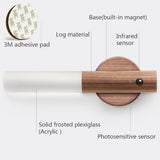 Night light with motion sensor, indoor lamp with LED, magnetic and portable lighting, no plug, USB charging function, wall lamp for hallway, bedroom, wardrobe, table, stairwell, cupboard, kitchen, etc., walnut
