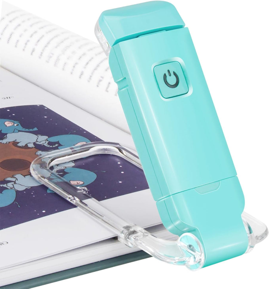 Reading Lamp for Books, USB Rechargeable, LED Clip for Reading Lights, Reading Lights for Books in Bed, Small Book Light, Brightness Adjustable for Eye Protection - Blue