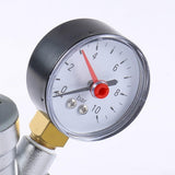 Adjustable pressure reducing valve with integrated pressure gauge for hot and cold water, brass pipe valve for home, commercial and industrial use (DN15)