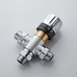 3-way thermostatic water mixer DN15, temperature control hot and cold, G1/2 NPS male connections, anti-scald temperature mixers for bathroom, under-sink taps, shower, bath, bidet (chrome) - 45-Degree Angle