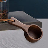 Wooden Coffee Measure Cup - Coffee Measuring Cup, Wooden Coffee Tools, Wooden Coffee Measure Cup | Natural Wooden Coffee Measure Cup, Luxury Spoon Tool with Long Handle, AC - Side View