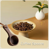 Wooden Coffee Measure Cup - Coffee Measuring Cup, Wooden Coffee Tools, Wooden Coffee Measure Cup | Natural Wooden Coffee Measure Cup, Luxury Spoon Tool with Long Handle, AC - 45-Degree Angle