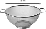 Fackelmann sieve Ø 26 cm, colander made of stainless steel, fine-mesh sieve with handles as a perfect kitchen accessory and kitchen helper in your kitchen, dishwasher safe (Color: silver), Quantity: 1