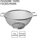 Fackelmann sieve Ø 26 cm, colander made of stainless steel, fine-mesh sieve with handles as a perfect kitchen accessory and kitchen helper in your kitchen, dishwasher safe (Color: silver), Quantity: 1