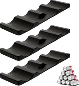 Forhandy 3 pcs bottle holders, refrigerator, non-slip, stackable, refrigerator, organizer, bottles, foldable for storing beer, drinks, mineral water (black)
