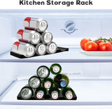 Forhandy 3 pcs bottle holders, refrigerator, non-slip, stackable, refrigerator, organizer, bottles, foldable for storing beer, drinks, mineral water (black) - Top-Down View