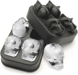 4 skulls - ice cubes - silicone ice cube maker - for home - kitchen - bar accessories - drinks - random color - refrigerator