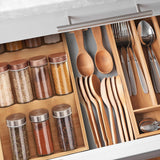 Relaxdays horizontal spice rack, 3 shelves, HBD: 5 x 20 x 38 cm, spice organizer for kitchen drawer, spice holder, natural - Front View