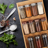 Relaxdays horizontal spice rack, 3 shelves, HBD: 5 x 20 x 38 cm, spice organizer for kitchen drawer, spice holder, natural - 45-Degree Angle
