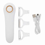 Electric Peeler, Portable USB Rechargeable Fruit and Vegetable Peeler with 3 Cutting Heads, Home Kitchen Tool - Side View