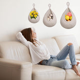 Hanging Storage Baskets - Set of 3 - For Kitchen and Bathroom - With Jute Design - Side View
