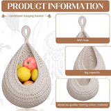 Hanging Storage Baskets - Set of 3 - For Kitchen and Bathroom - With Jute Design - 45-Degree Angle