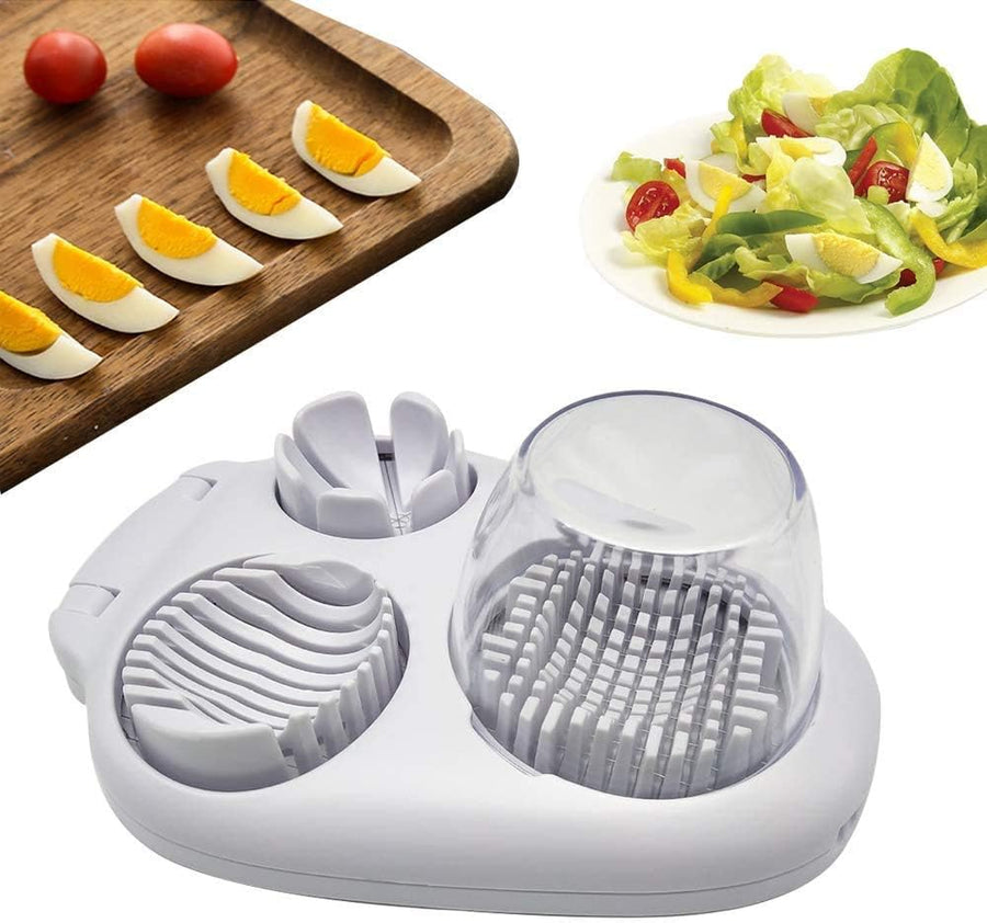 Egg Slicer - 3-in-1 Stainless Steel Slicer - For Eggs and Mushrooms - Precision Cutting Tool - Kitchen Aid