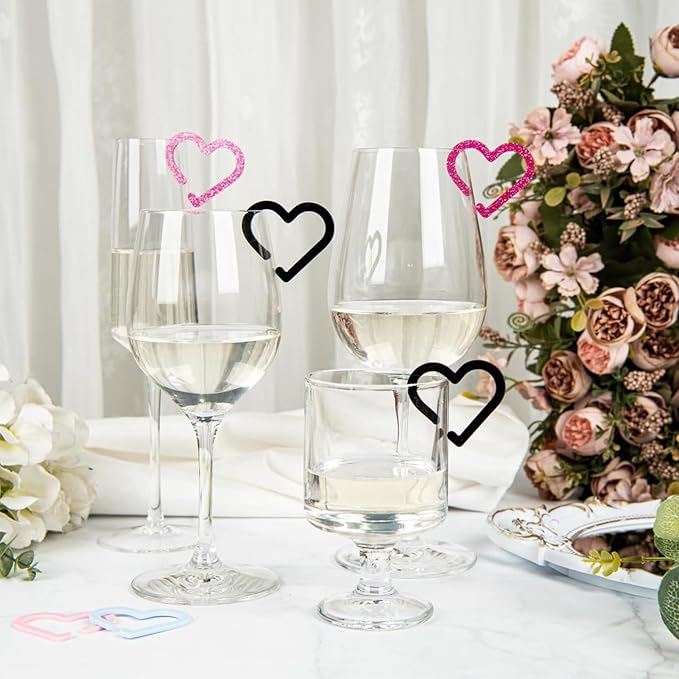 Glass Charm - Glass Accessories 20 Pieces - Accessories Heart Shaped Acrylic Decorations For Women Men Drinks Parties