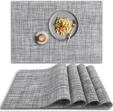 PVC placemat, 4 pieces non-slip heat-resistant placemats, washable vinyl placemats, set of 4 - gray