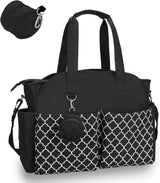 Baby Storage Bag - Multifunctional Diaper Bag with 13 Compartments - Including Special Pacifier Pocket - Large Capacity for All Baby Needs - Black - Front View