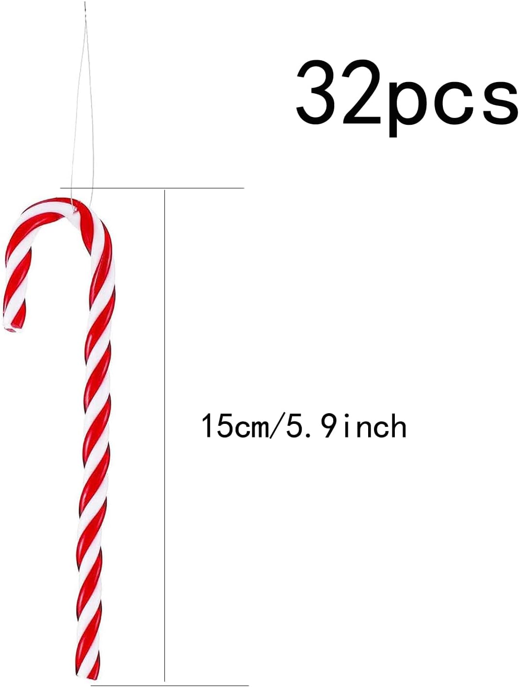 Christmas Decorations - 32 Pieces of Christmas Candy Canes - Red Christmas Hangers - Approx. 15 cm - For Christmas Tree and Interior